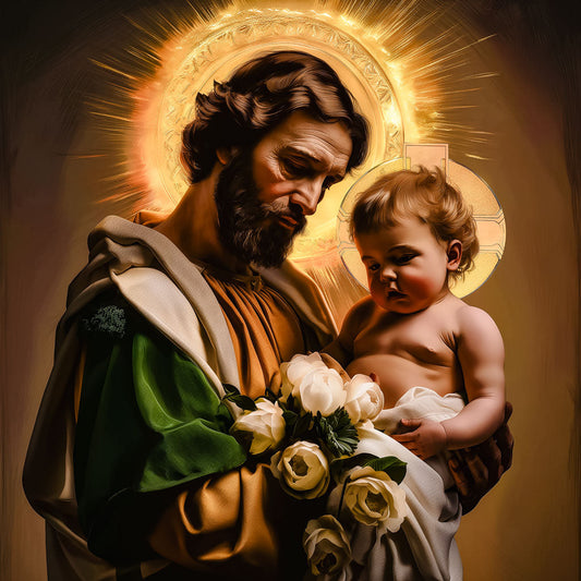 Pearl Print - St Joseph and The Divine Child Jesus Christ - Icon