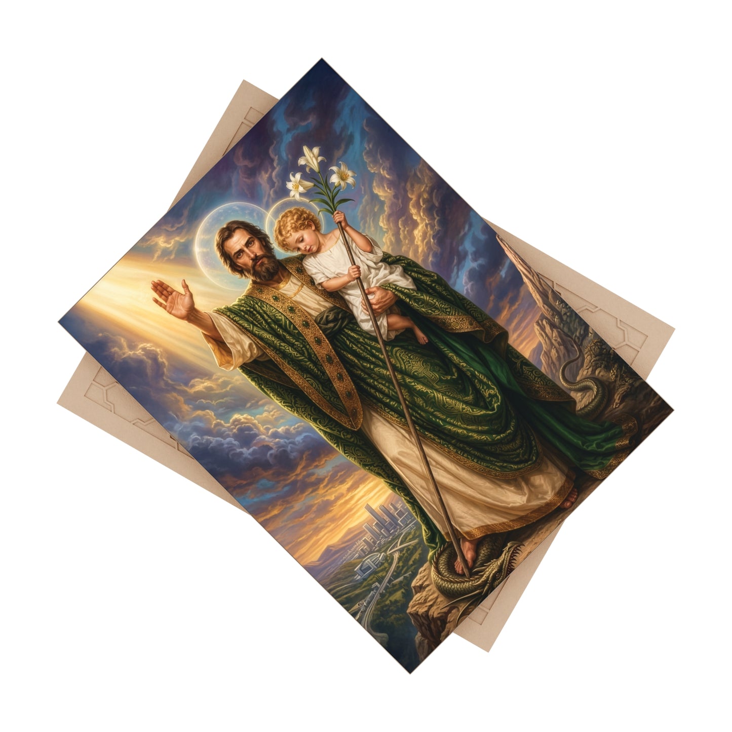 Saint Joseph, Terror of Demons & Guardian of Souls Ceramic Devotional Tile (6×8 inches)