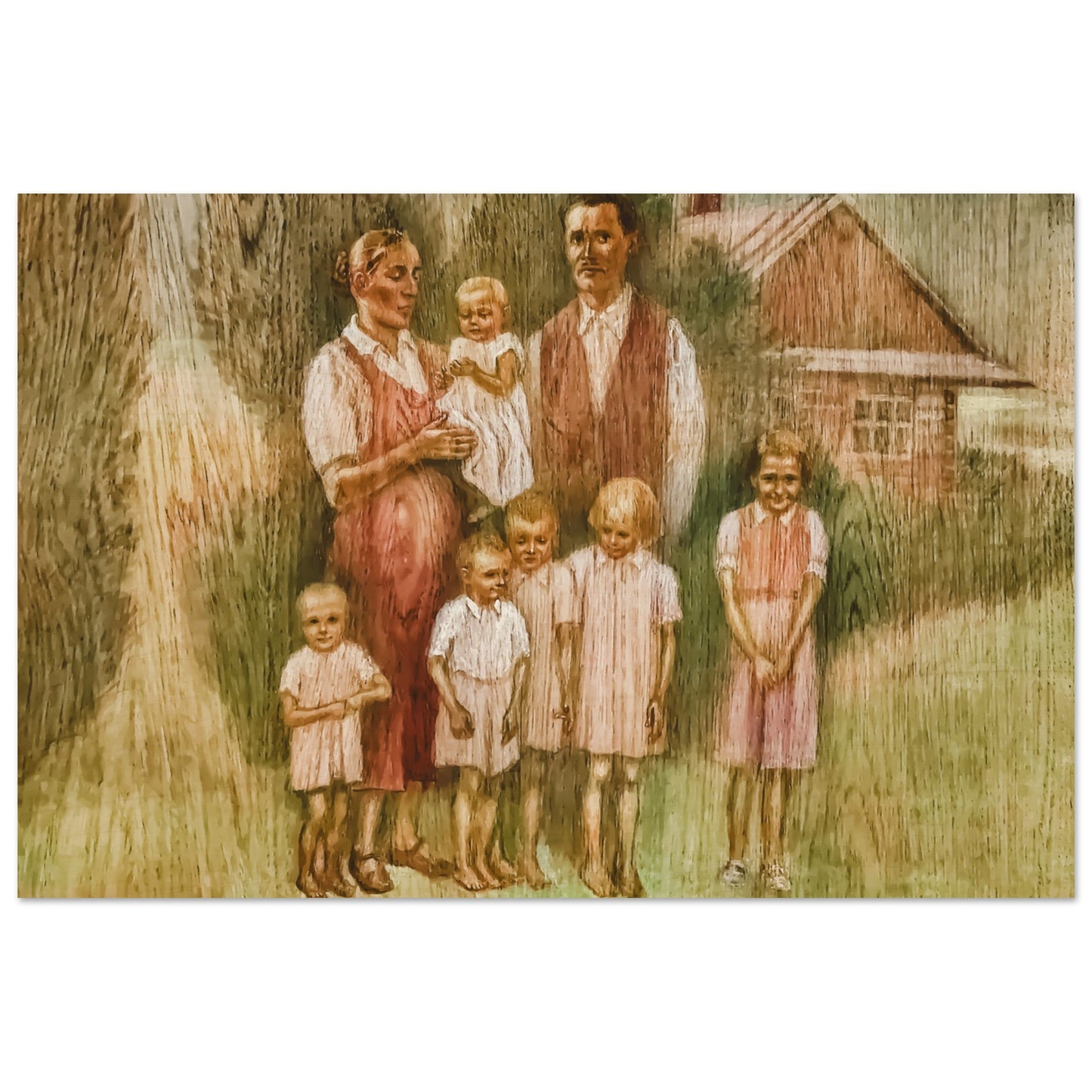 Family Ulma Samaritans from Markowa Wood Prints ikona Rodzina Ulmów