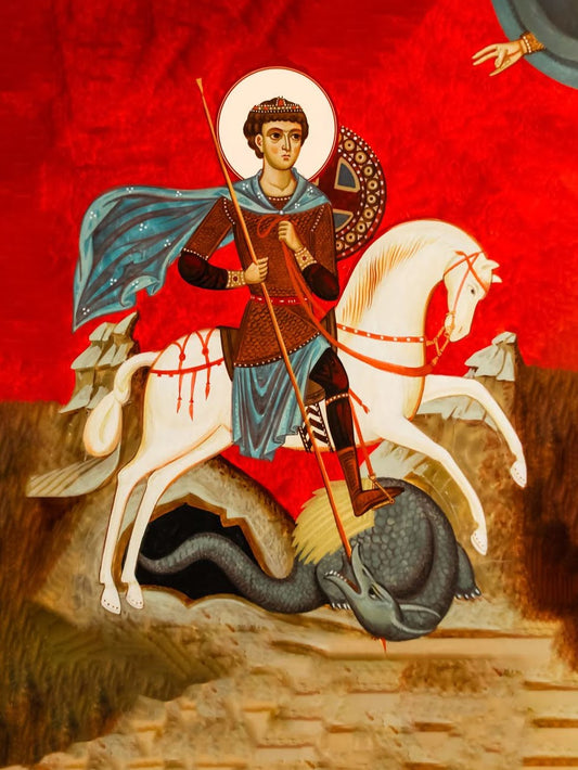 St. George Killed the Dragon by Offering His Own Life to God Icon Wood Plaque