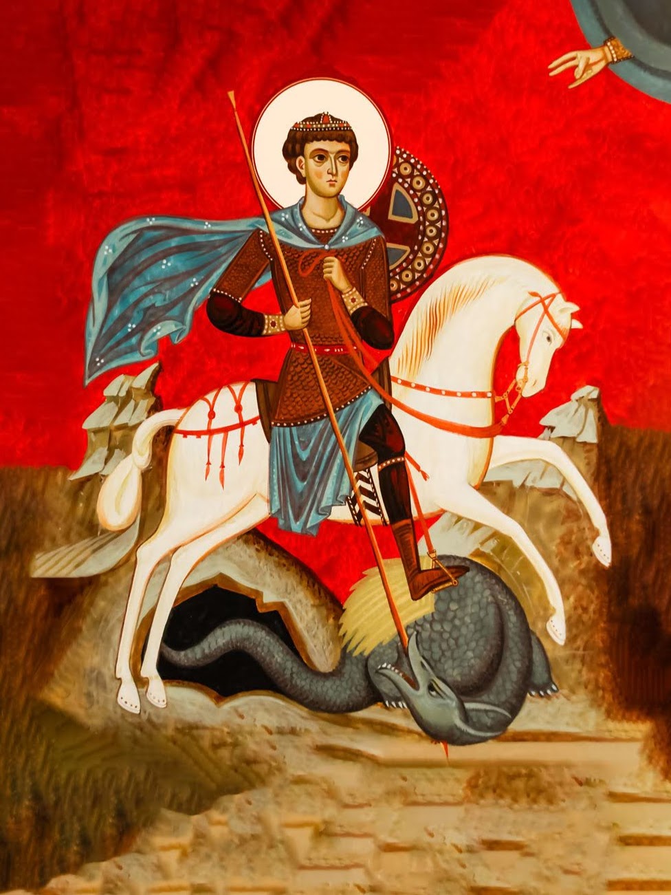 Pearl Print - St. George Killed the Dragon by Offering His Own Life to God Icon