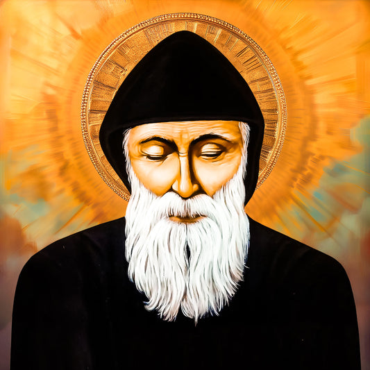 The Miraculous Life of St. Charbel Icon; Aluminum