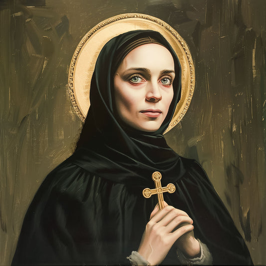 Mother Cabrini Brushed Aluminum Icon Plaque St. Frances Xavier Cabrini