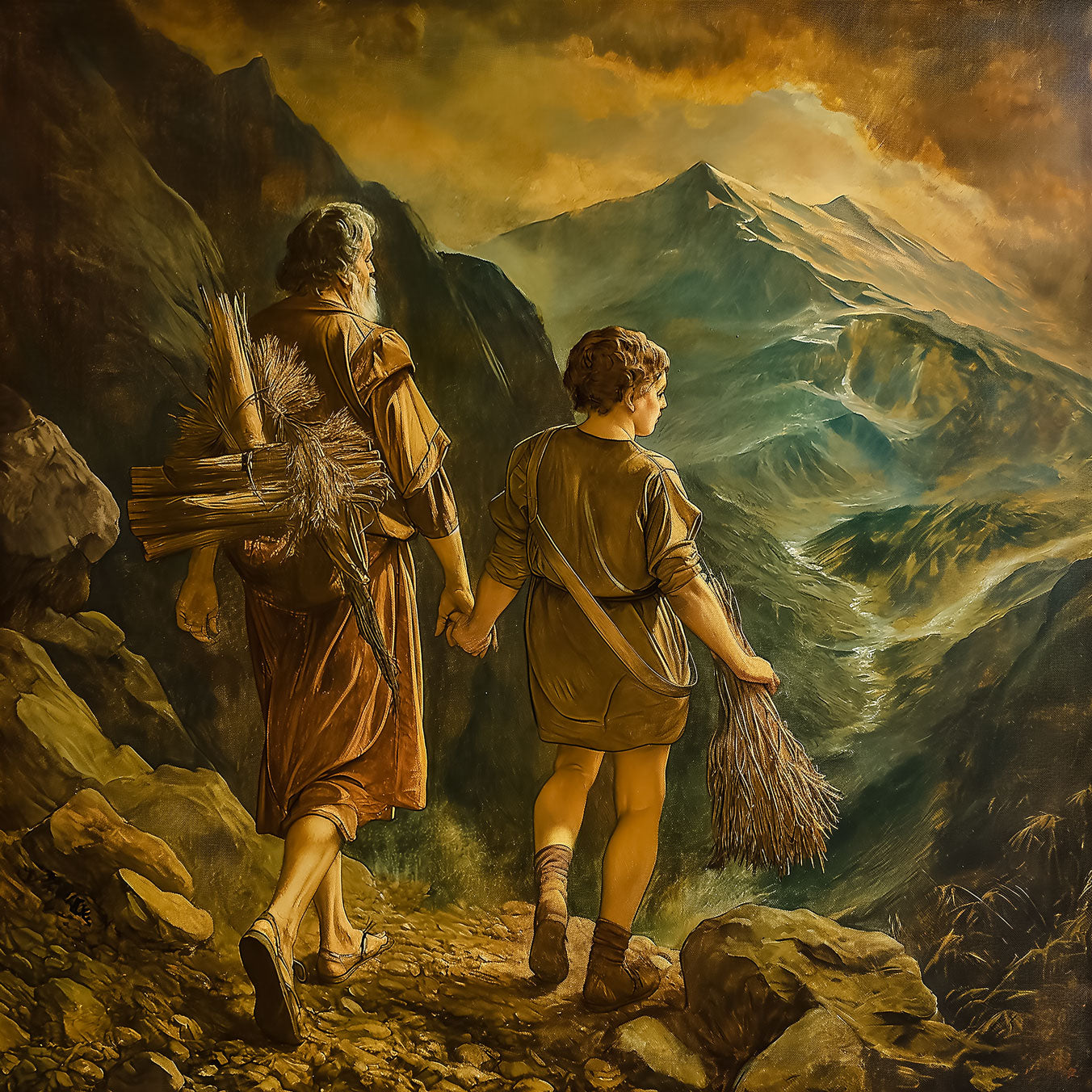 Pearl Print - Abraham, taking Isaac, his only son, to sacrifice himMount Moriah Icon -