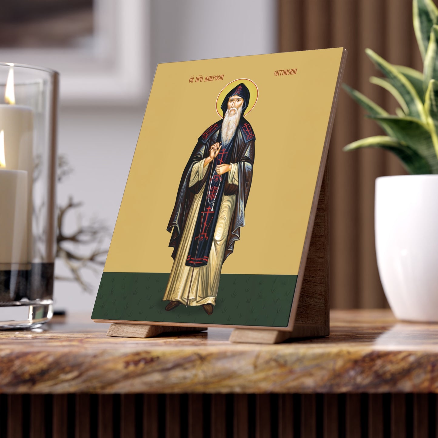 Venerable Ambrose of Optina Ceramic Icon 6"x8"