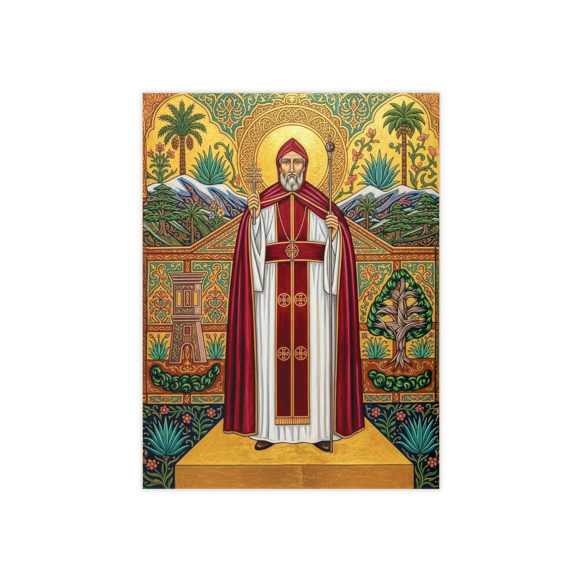 Saint John Maron Devotional Ceramic Icon Tile (6×8 inches)