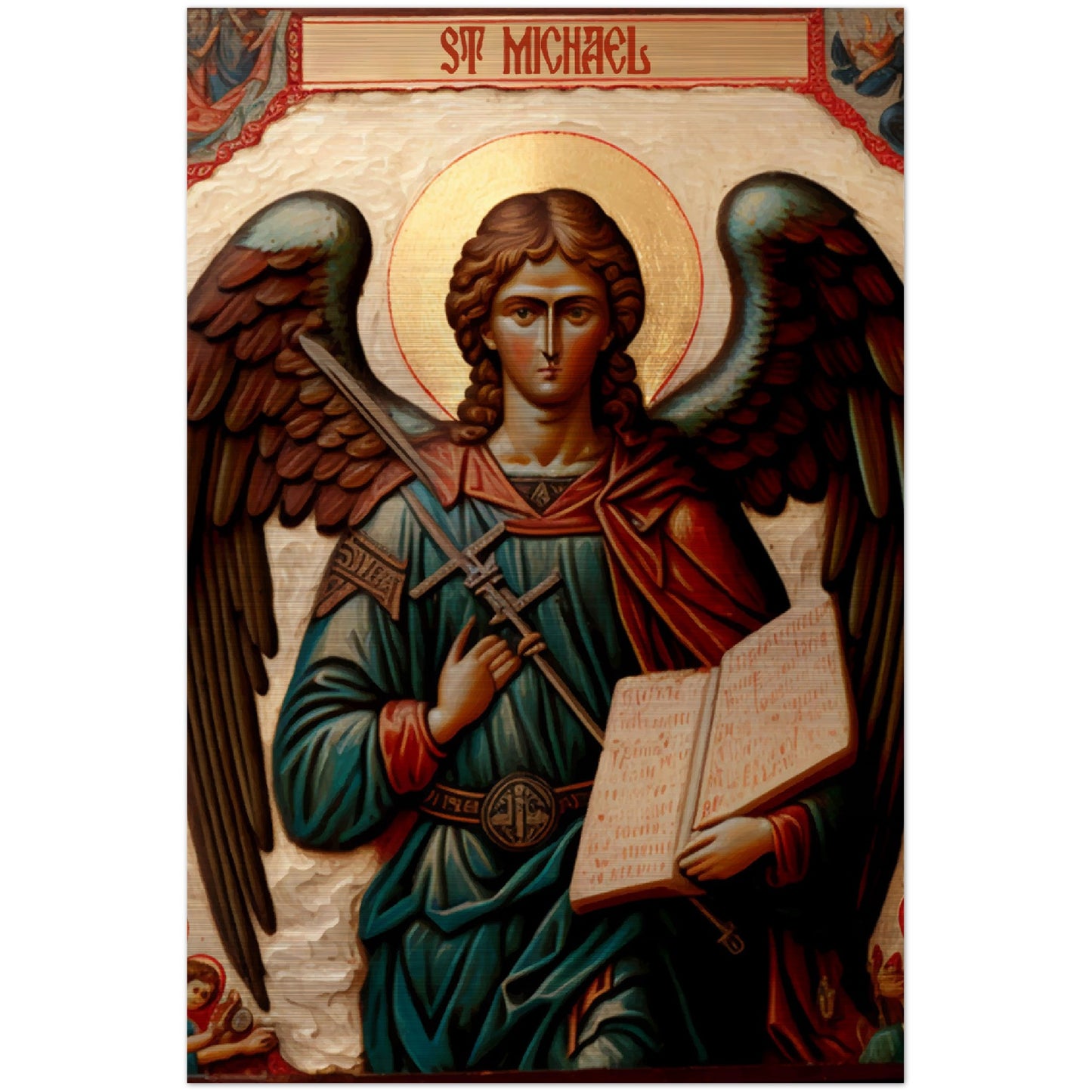 St. Michael the Archangel ✠ Brushed Aluminum Icon