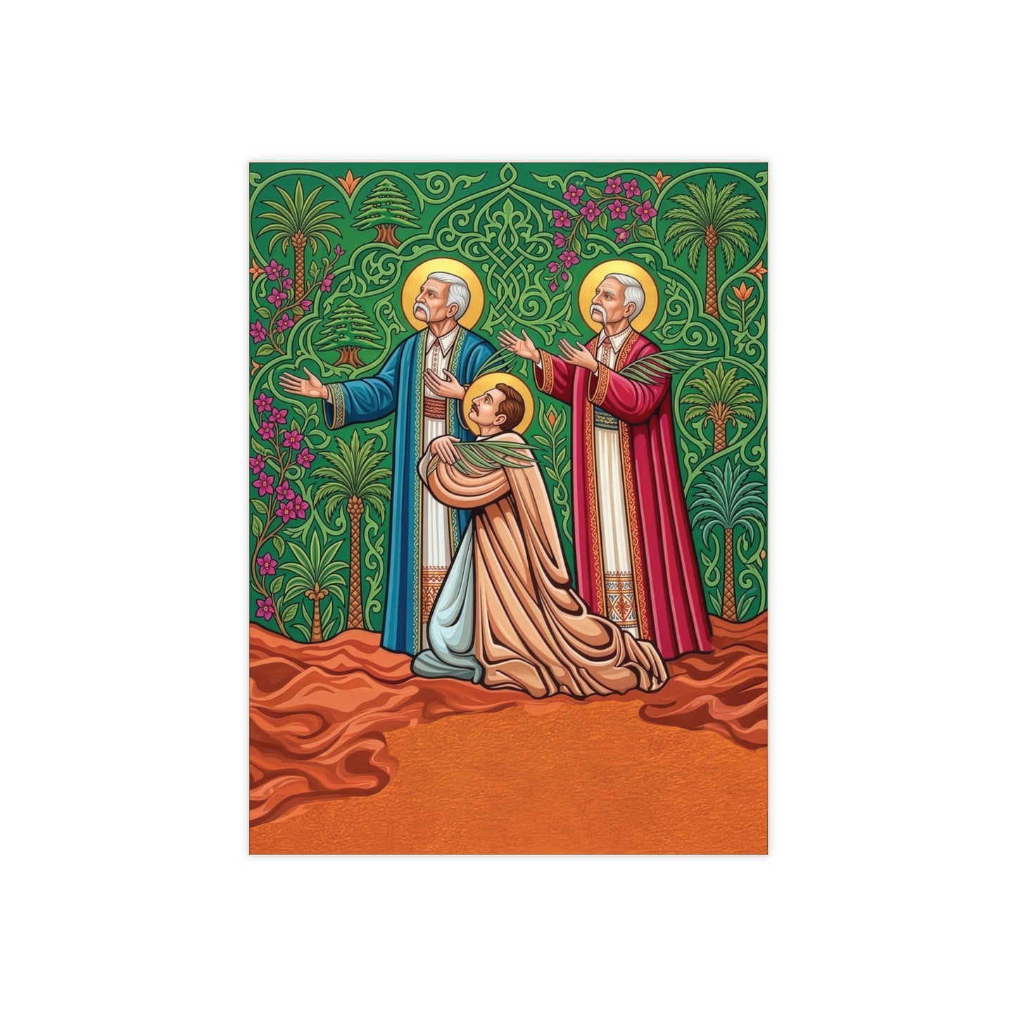 The Three Massabki Maronite Brothers Ceramic Devotional Tile (6×8 inches)