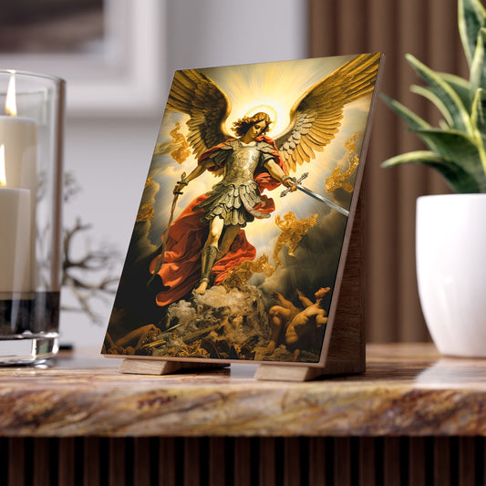 Consecration to St. Michael the Archangel Ceramic Icon Tile Size 6" × 8"