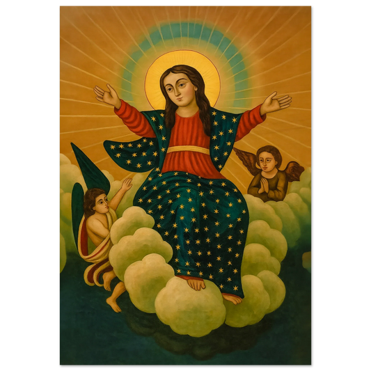 Pearl Print - Assumption of the Blessed Virgin Mary Queen of Heaven Syriac Icon