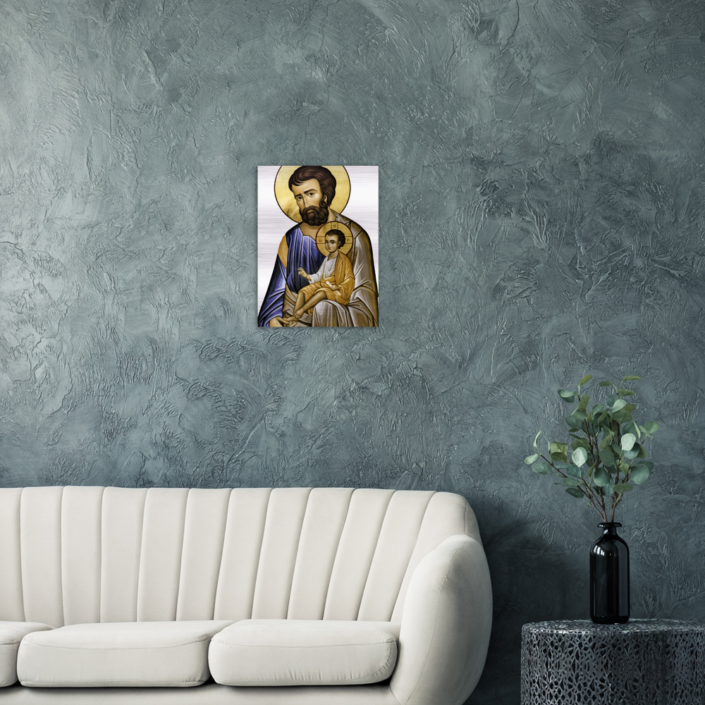 St Joseph and Divine Child - Brushed Aluminum Print