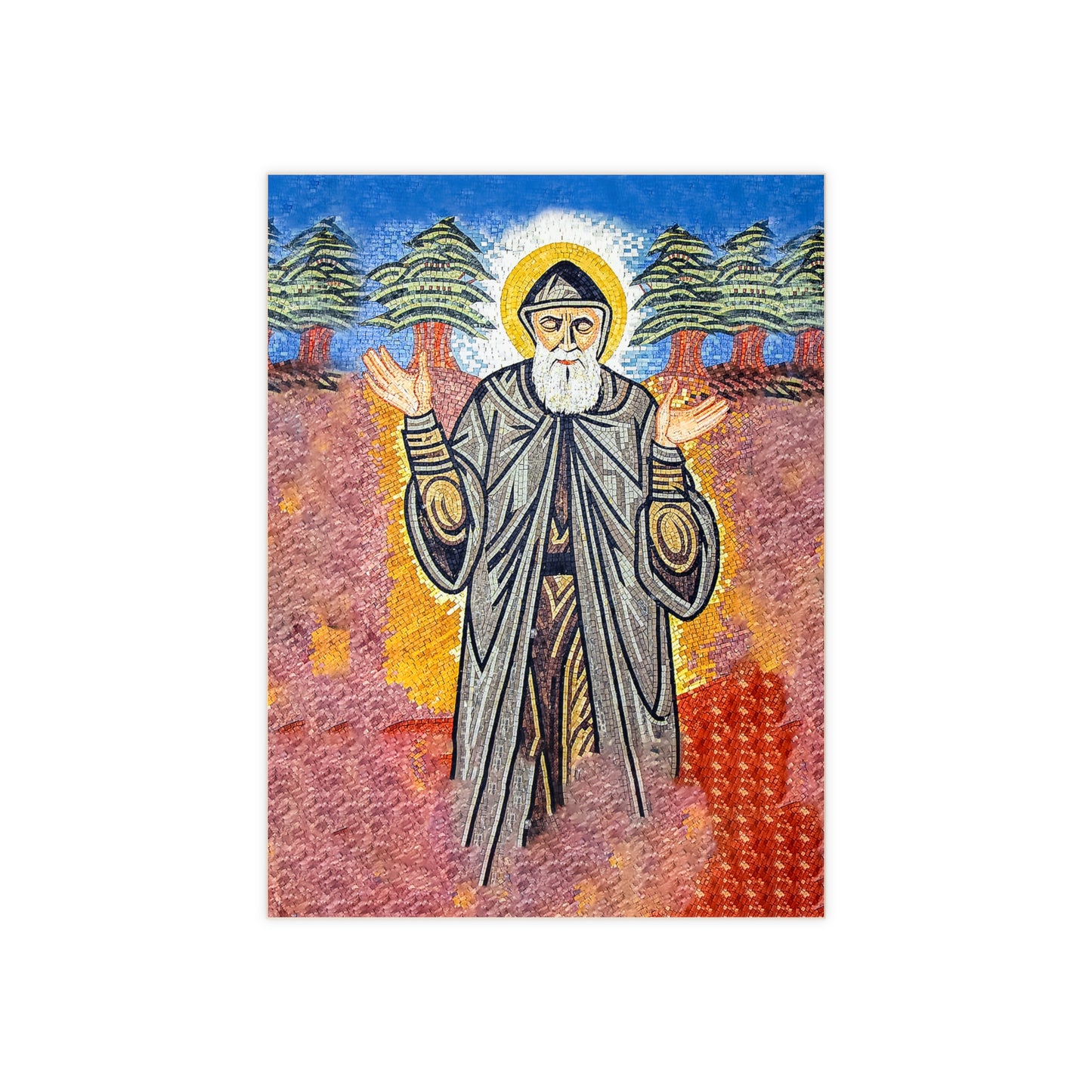 St Charbel, fervent in zeal for divine worship - Ceramic Icon Tile Size 6"x8"