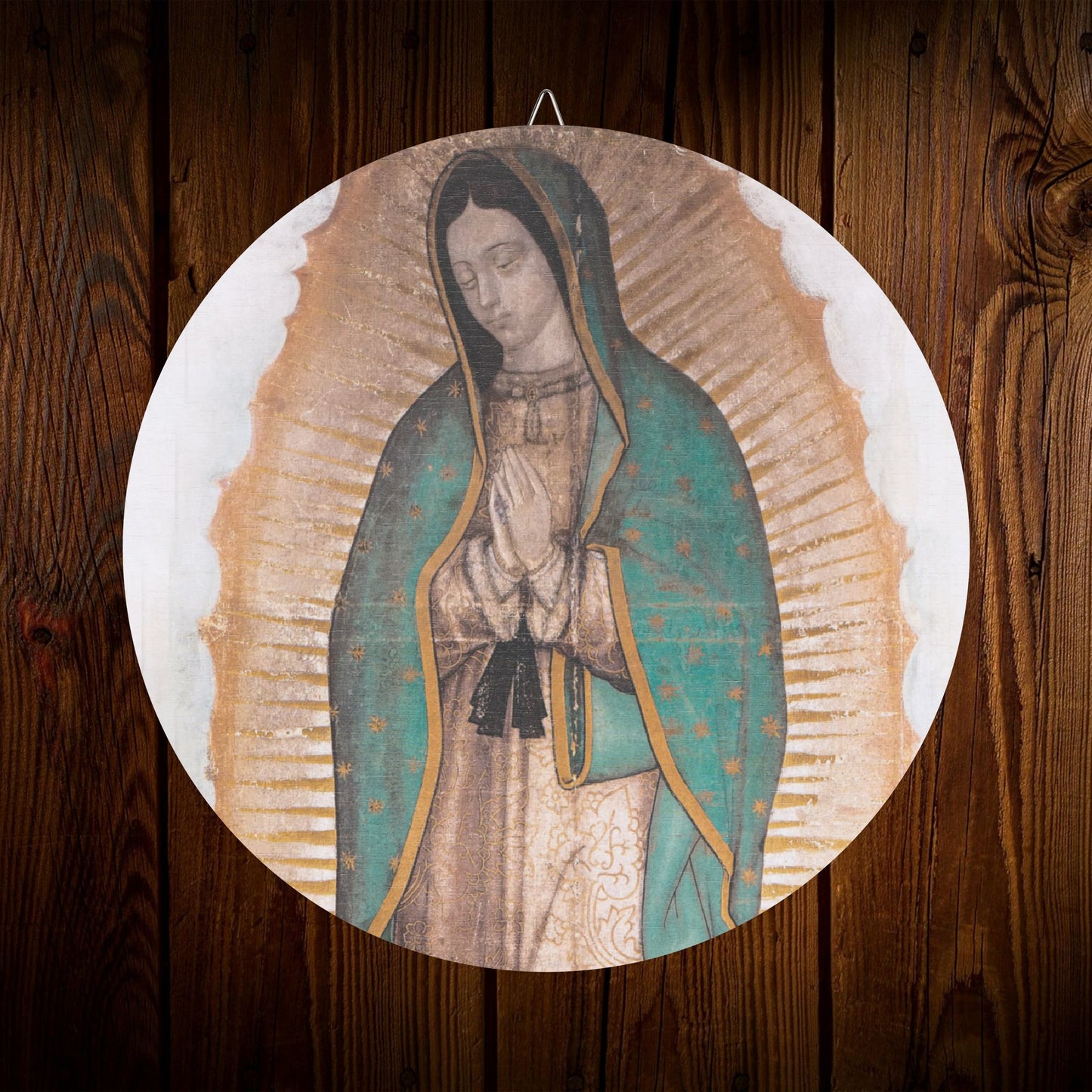 Our Lady of Guadalupe Wood Circular Icon - Our Lady Virgin Mary