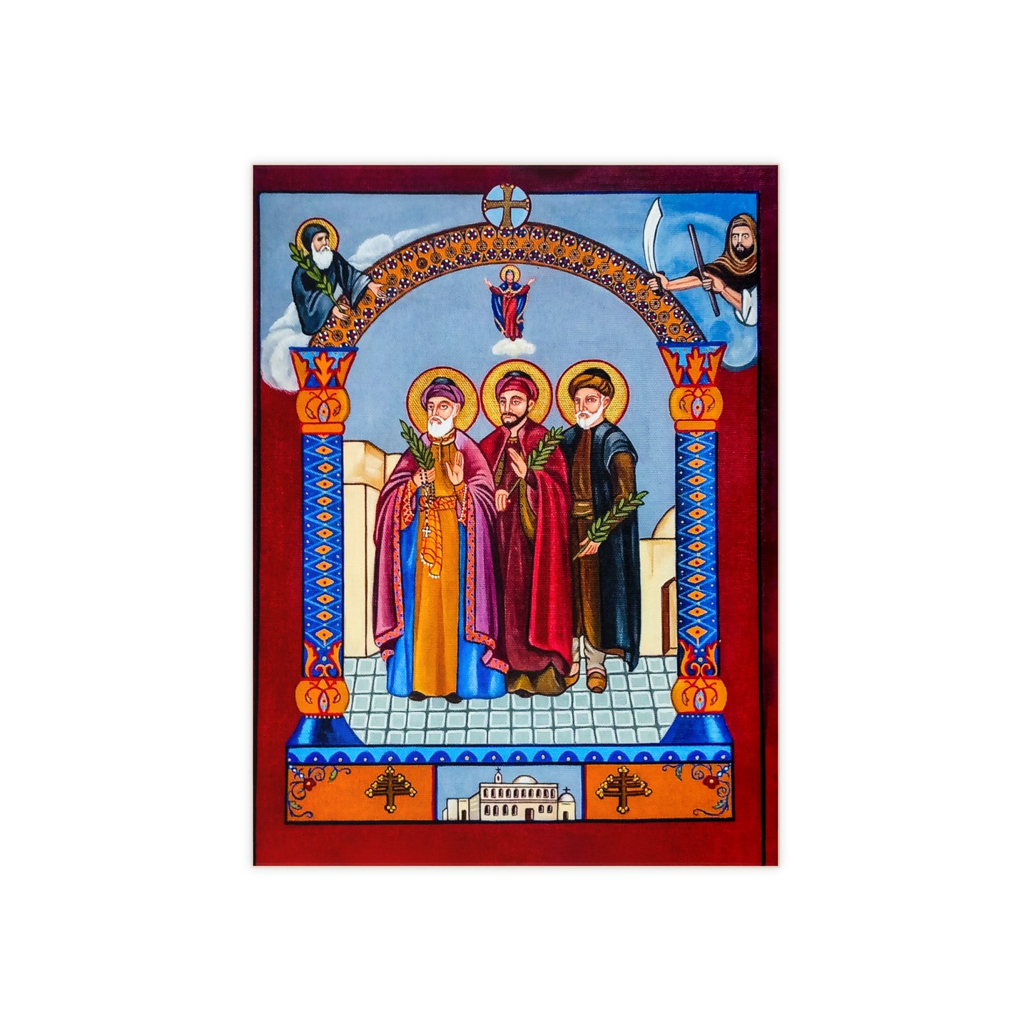 The Martyrs of Damascus towards Canonization - The Massabki brothers Ceramic Icon Tile Size 6" × 8"