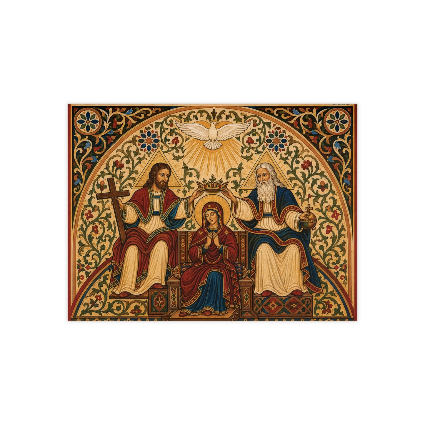 The Coronation of the Blessed Virgin Mary Sacred Ceramic Icon Tile (8x6 inches) Our Lady Virgin Mary