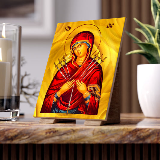 Our Mother Of Sorrows Ceramic Icon Tile Size 6" × 8"