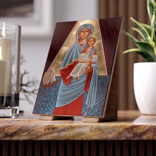 Our Lady Star of the Sea Coptic Icon Ceramic Icon Tile Size 6" × 8"