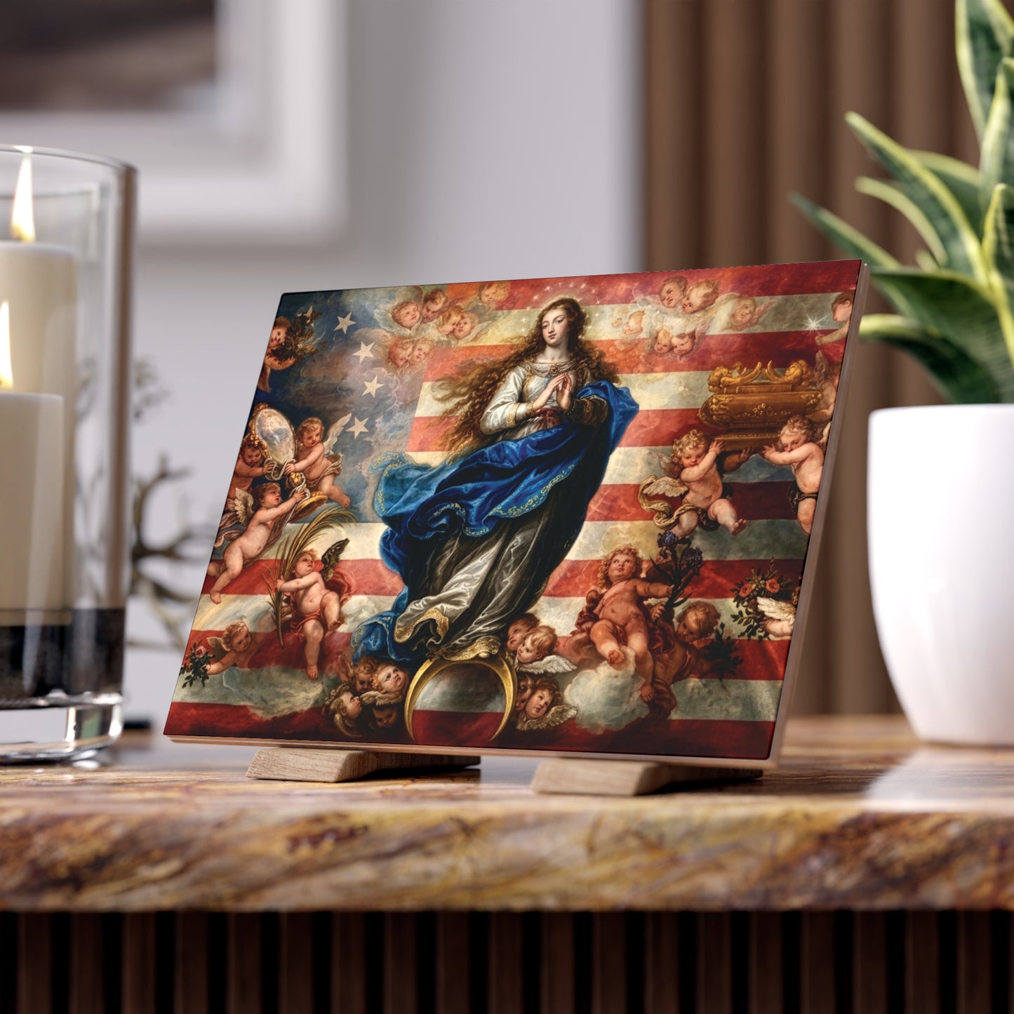The Immaculate Conception – Patroness of the United States Ceramic Devotional Tile (8x6 inches) USA