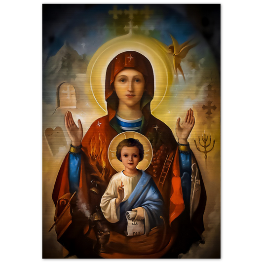 Icon Virgin Mary and Divine Child ✠ Brushed #Aluminum #MetallicIcon #AluminumPrint