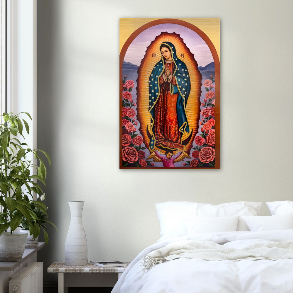 Our Lady of Guadalupe Byzantine Icon ✠ Brushed #Aluminum #MetallicIcon #AluminumPrint