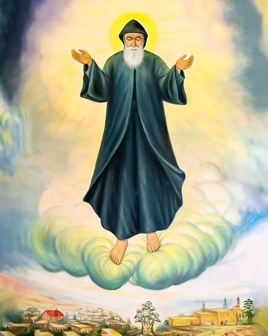 Pearl Print - Saint Charbel painting in Saint Charbel's monastery in Bekaa Kafra, his native village in Lebanon Icon