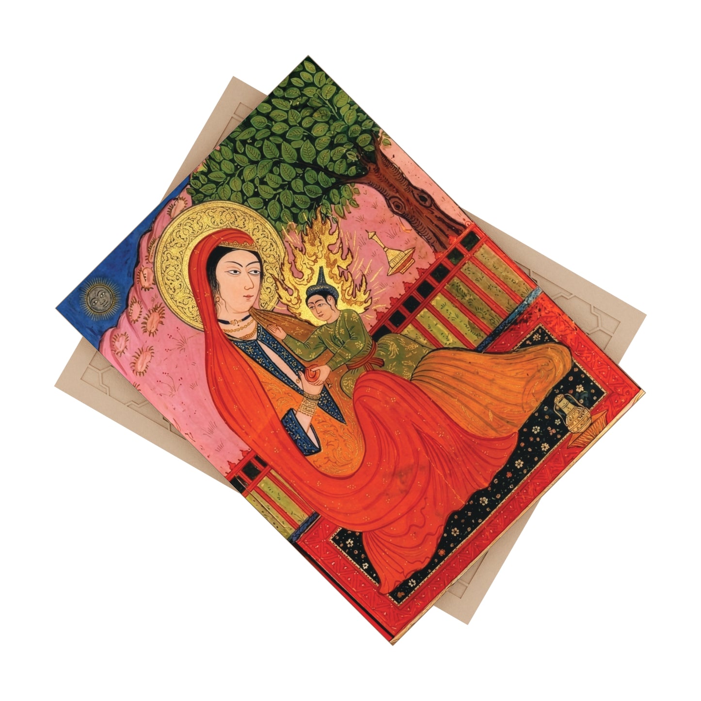 16th-Century Persian Miniature Madonna and Child Devotional Ceramic Tile (6×8 inches)