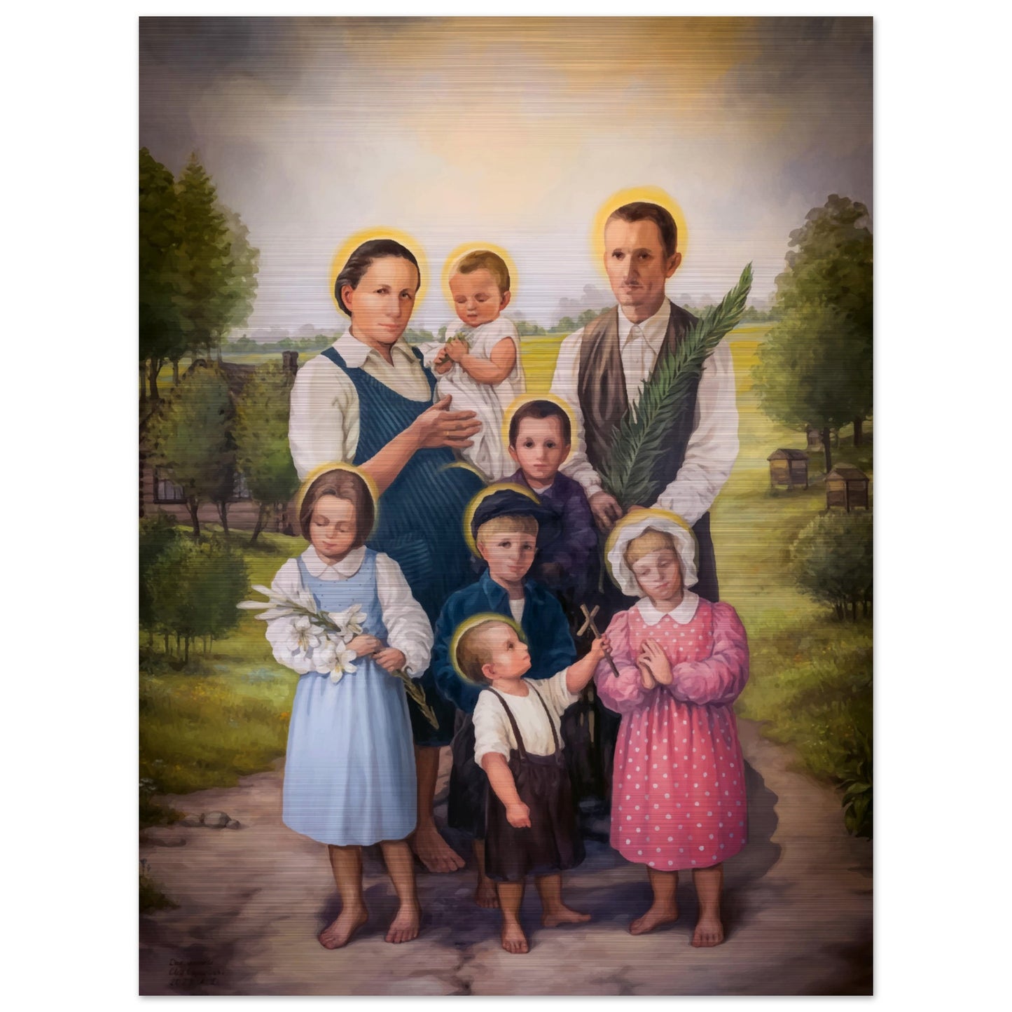 Ulma Family - Martyred and Blessed Together Brushed Aluminum Print