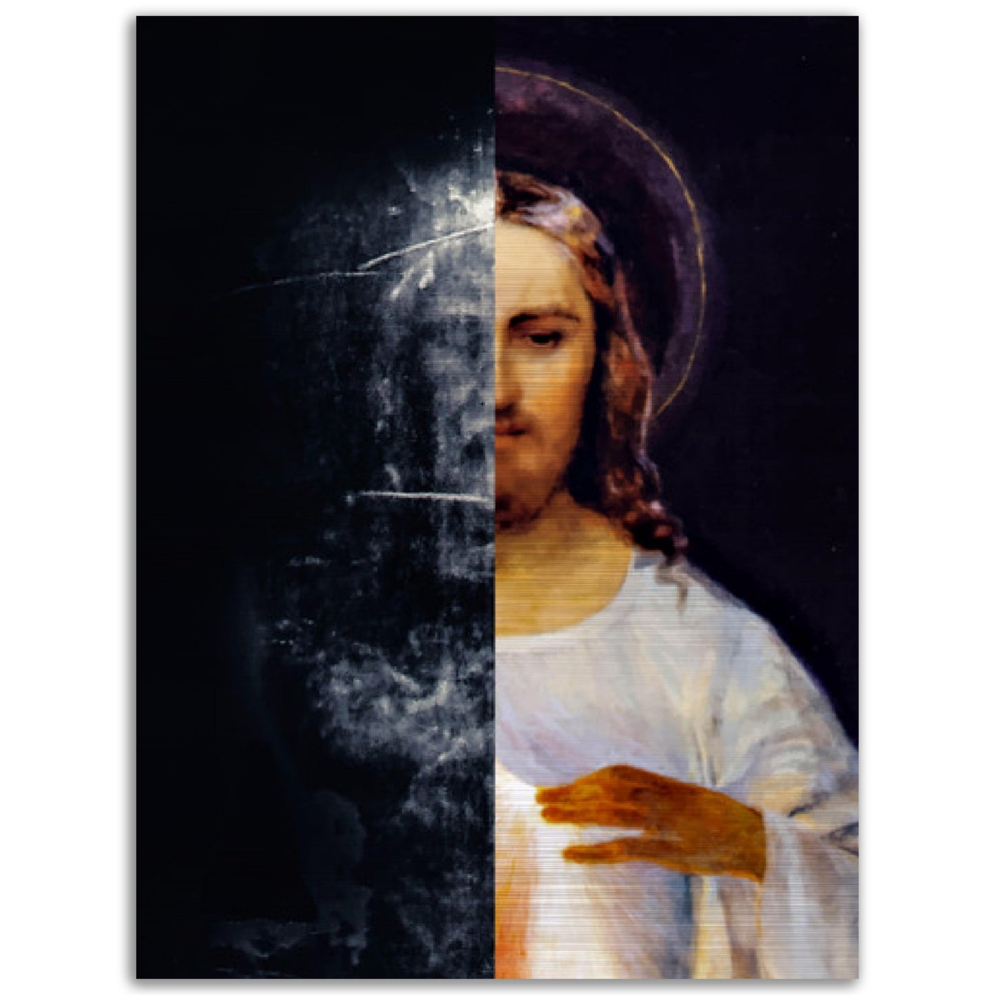 Divine Mercy and the Shroud of Turin Brushed Aluminum Icon