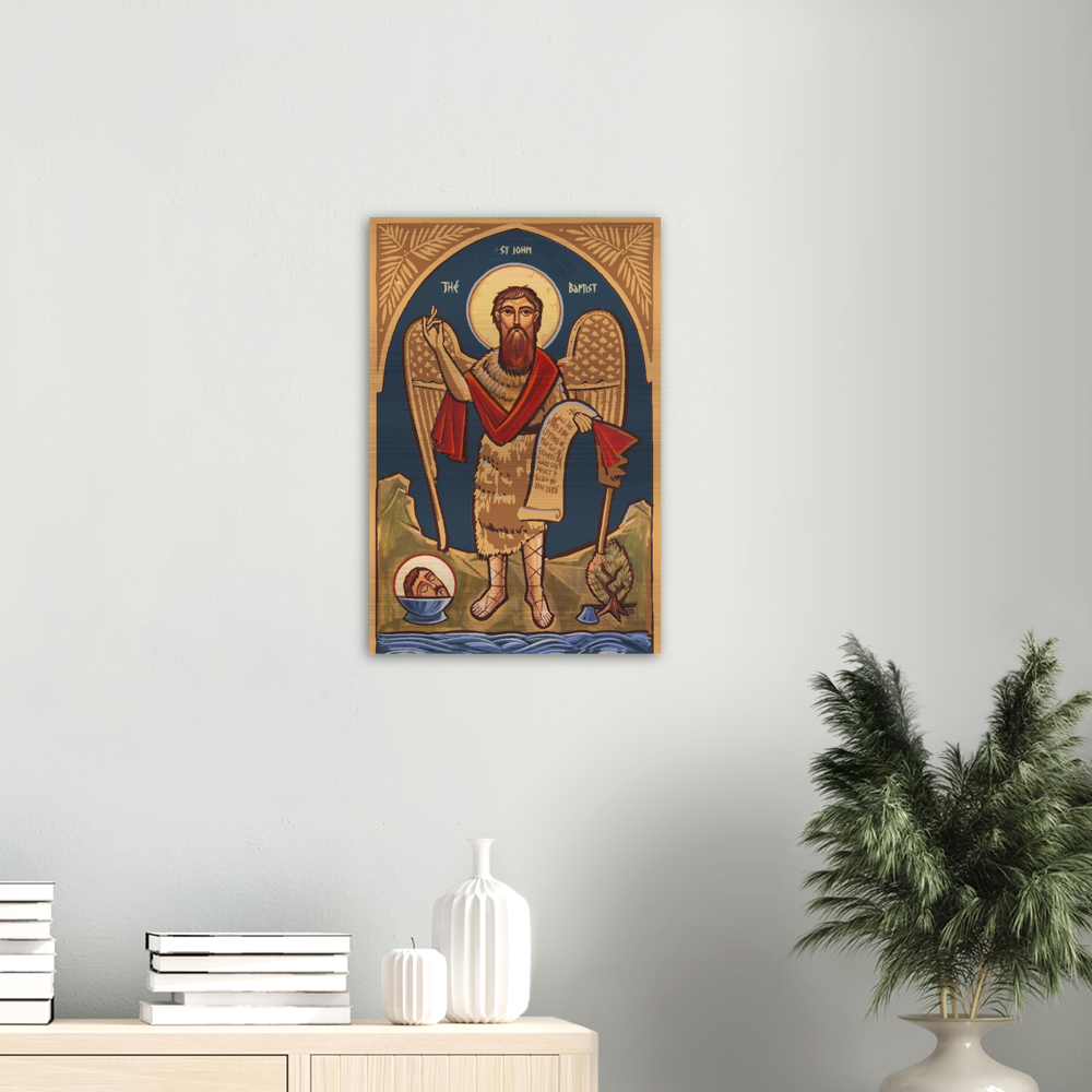 St John the Baptist - Coptic Icon - Brushed Aluminum Print