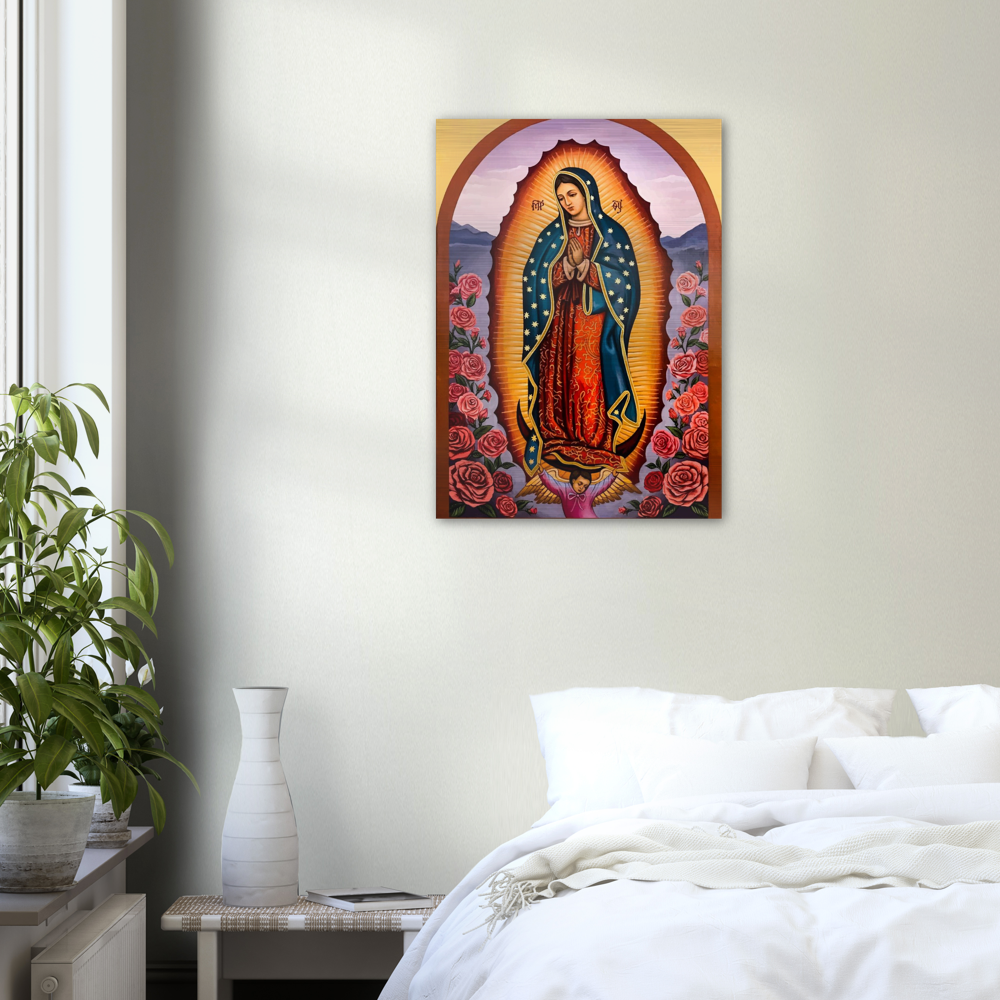 Our Lady of Guadalupe Byzantine Icon ✠ Brushed #Aluminum #MetallicIcon #AluminumPrint