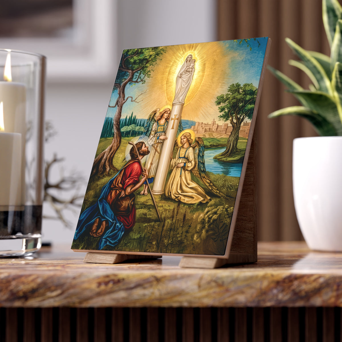 Our Lady of the Pillar Ceramic Devotional Icon Tile (6×8 inches)