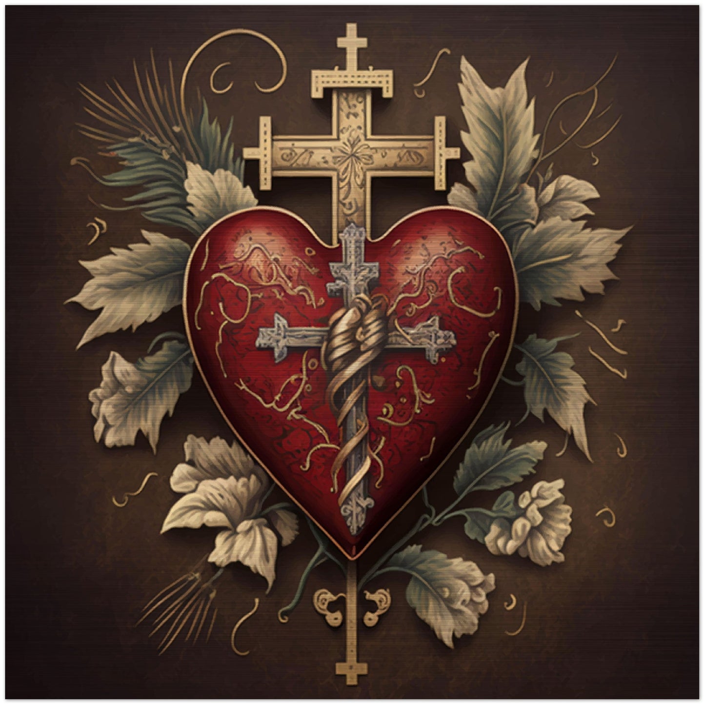 Heraldic Sacred Heart ✠ Brushed Aluminum Icon