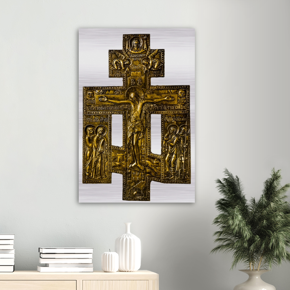 Crucifixion of Christ, Northern Russia ✠ Brushed #MetallicIcon #AluminumPrint