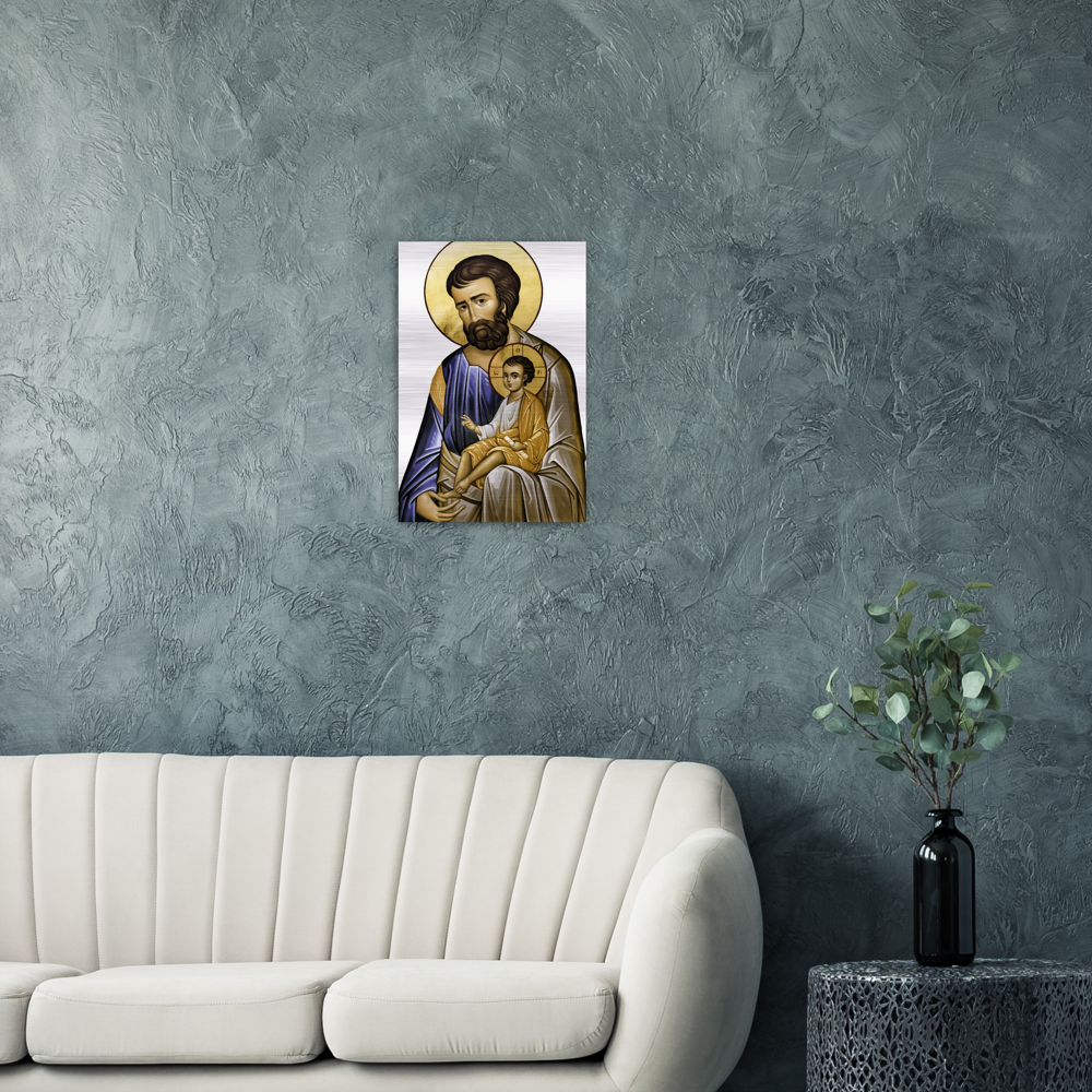 St Joseph and Divine Child - Brushed Aluminum Print