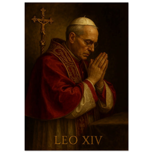 Pearl Print - Baroque Style Portrait of Pope Leo XIV in Prayer – Print Art