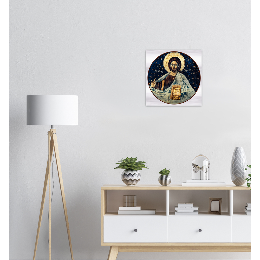 Icon of Christ Pantocrator ✠ Brushed #Aluminum #MetallicIcon #AluminumPrint