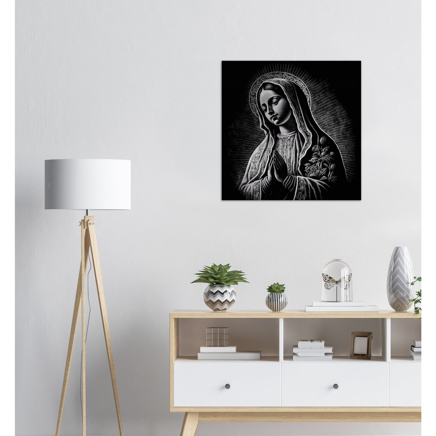 Virgin of Guadalupe, Mother of the Americas + Brushed Aluminum Icon