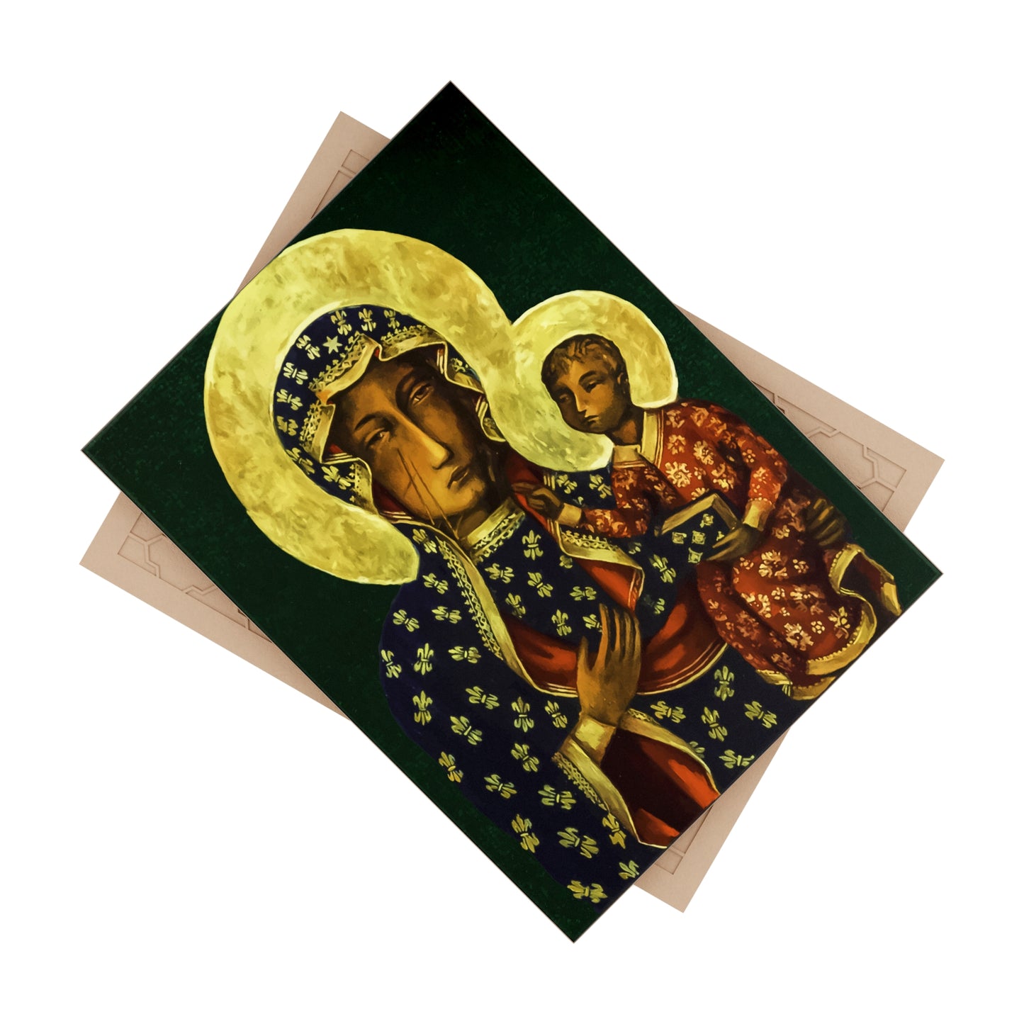 Black Madonna of Częstochowa (Polish: Czarna Madonna z Częstochowy) Ceramic Icon Tile Size 6" × 8"