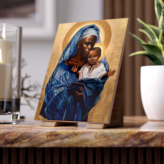Our Lady of Abidjan Ceramic Devotional Icon Tile (6×8 inches) Côte d’Ivoire