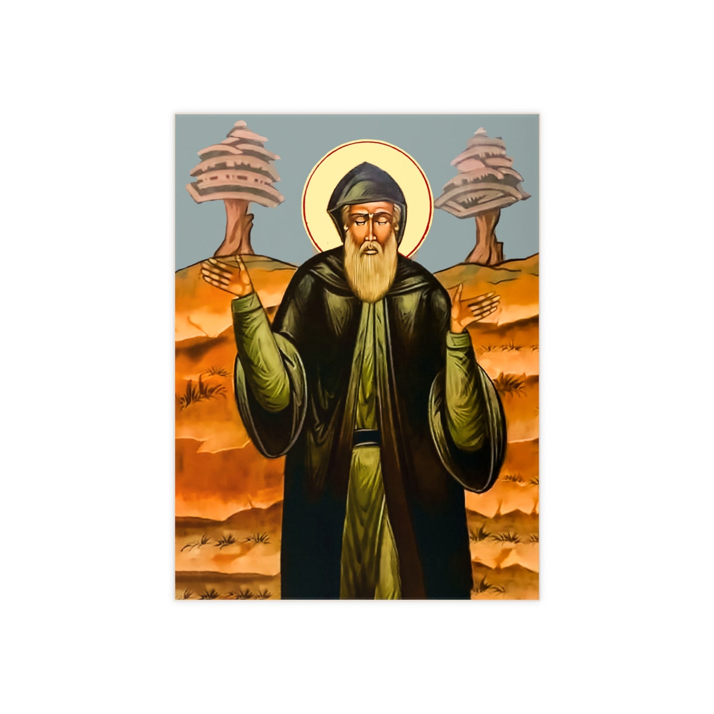 St Charbel, thirsting for the salvation of soulsCeramic Icon Tile Size 6"x8"