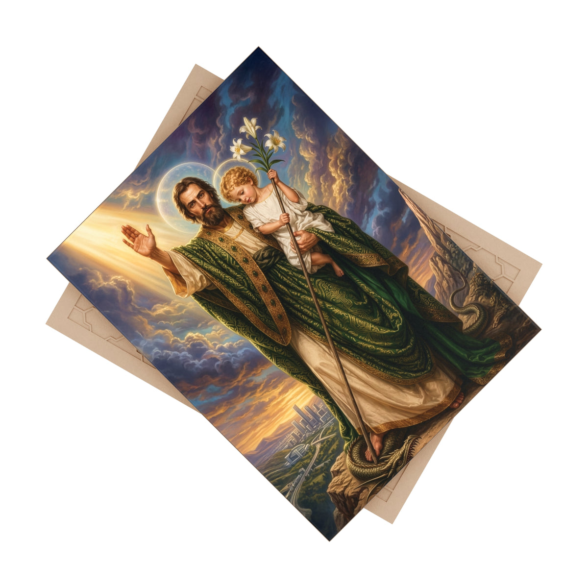 Saint Joseph, Terror of Demons & Guardian of Souls Ceramic Devotional Tile (6×8 inches)