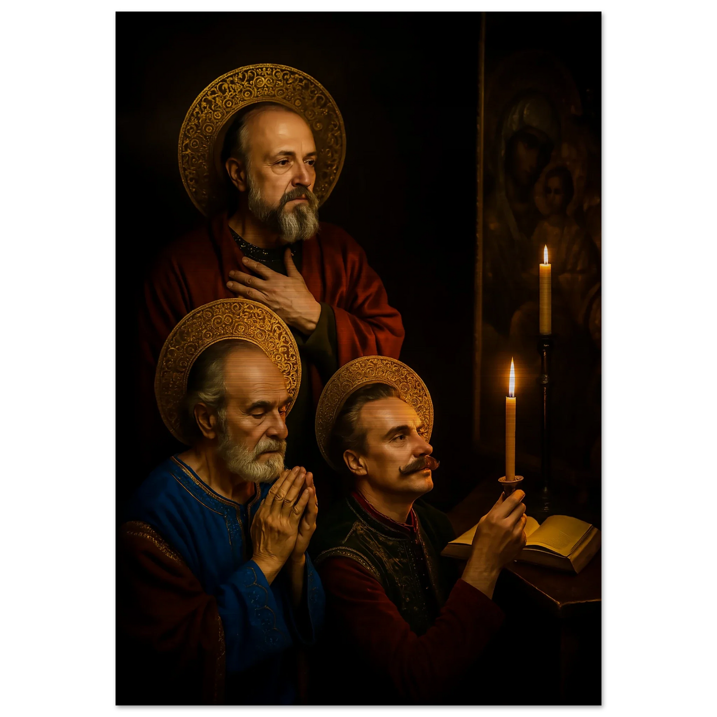 Pearl Print - The Three Massabki Brothers, Maronite Saints icon