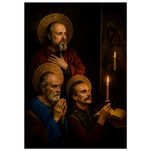Pearl Print - The Three Massabki Brothers, Maronite Saints icon