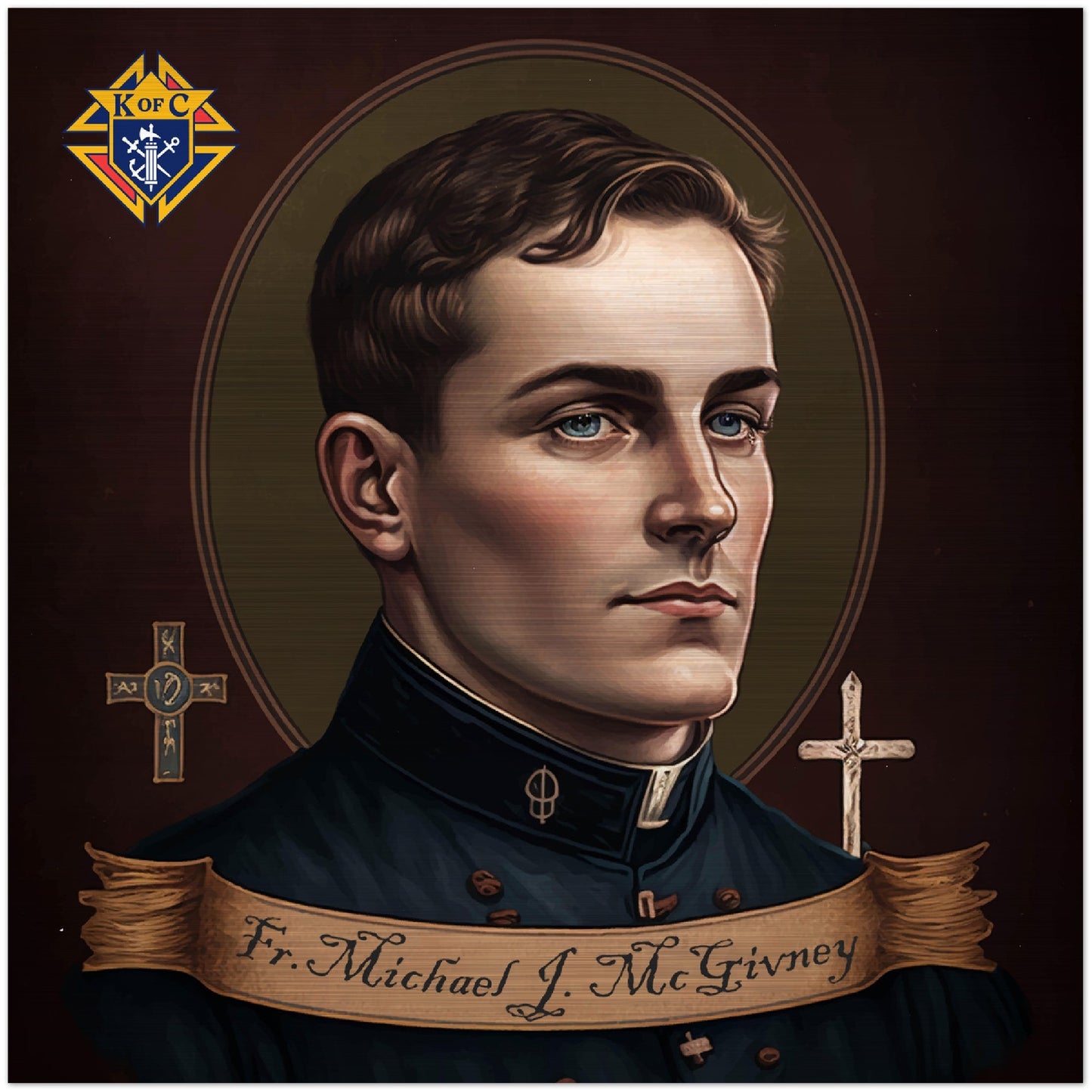 Father Michael J. McGivney ✠ Brushed Aluminum Icon