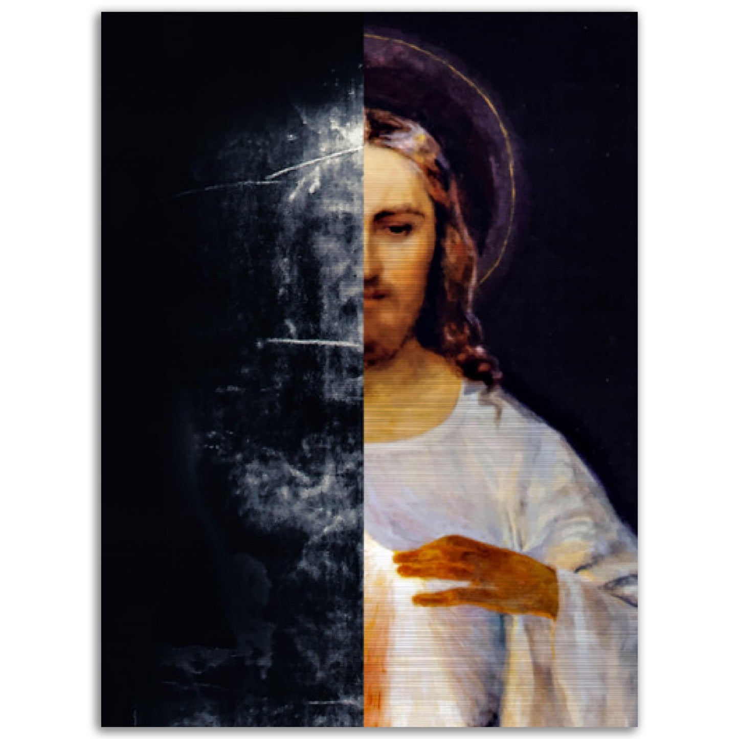 Divine Mercy and the Shroud of Turin Brushed Aluminum Icon