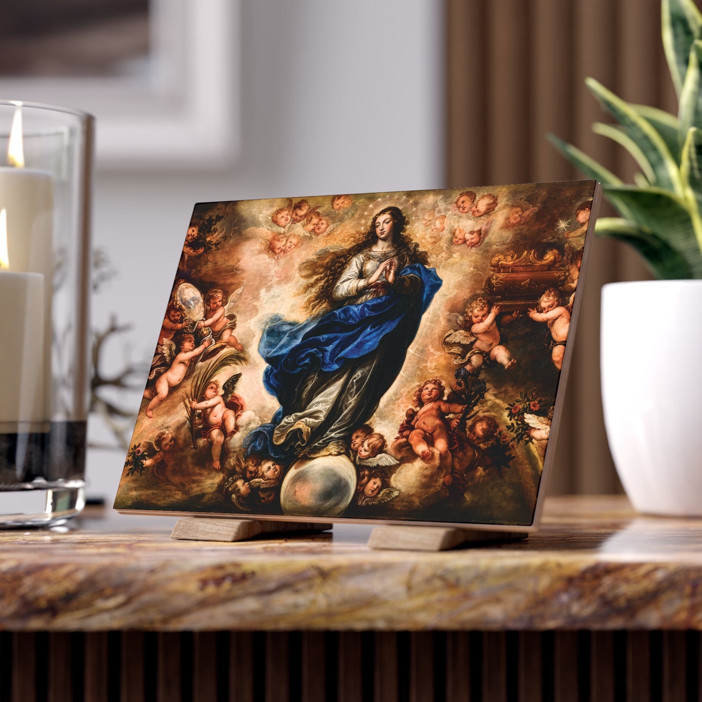 Immaculate Conception Ceramic Devotional Tile (8x6 inches) Our Lady Virgin Mary