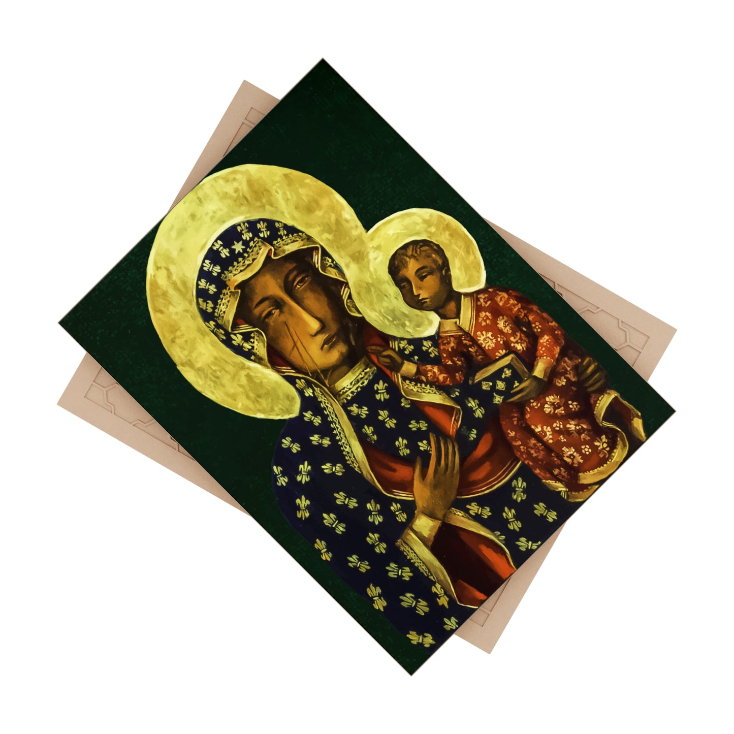 Black Madonna of Częstochowa (Polish: Czarna Madonna z Częstochowy) Ceramic Icon Tile Size 6" × 8"