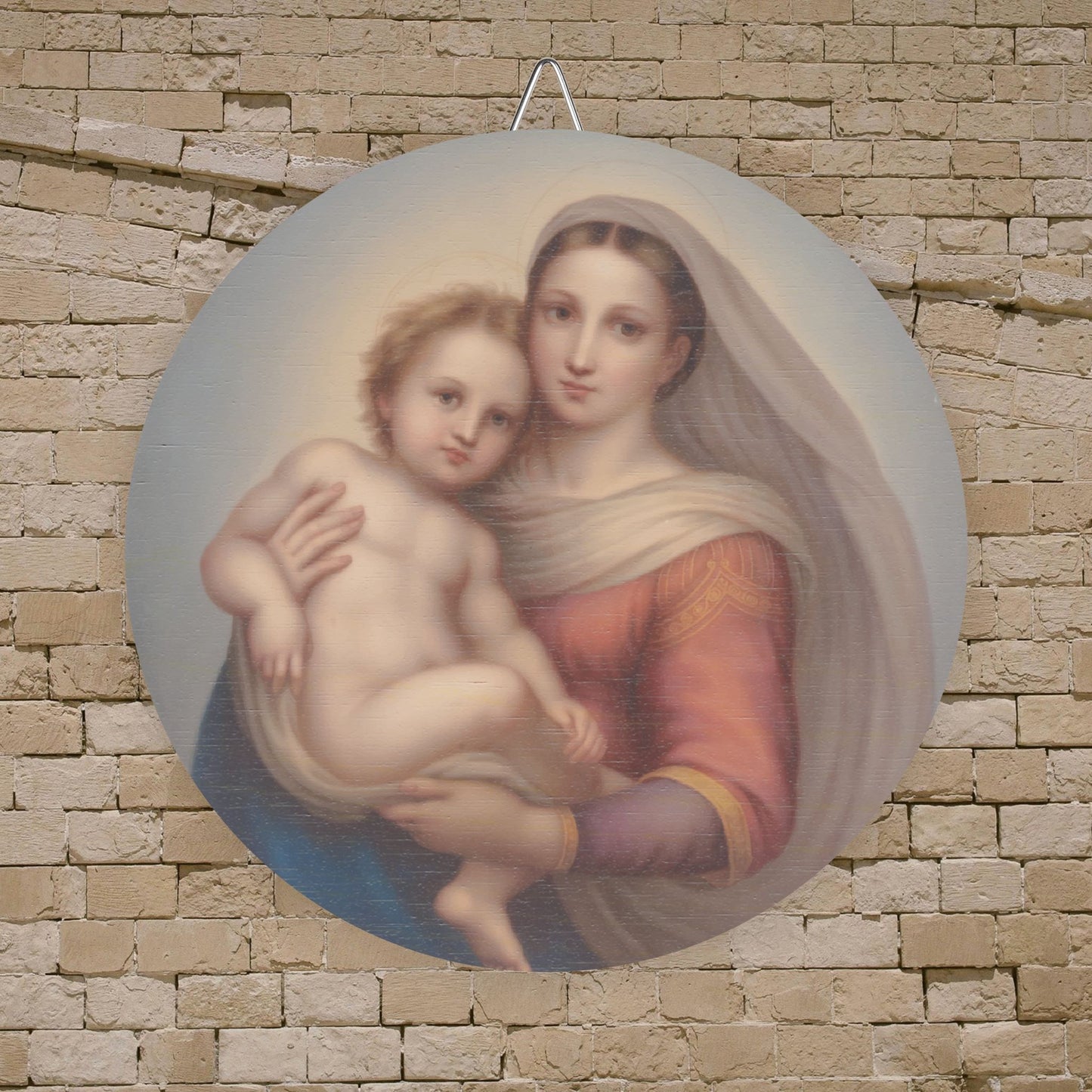 Sistine Madonna Wood Circular Icon - Raphael (Raffaello Sanzio of Urbino)