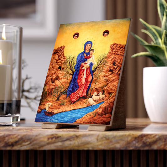 Saydet Elige (سيدة إليج) or Our Lady of Elige – Catholic Marian Image on Ceramic Tile (6×8)