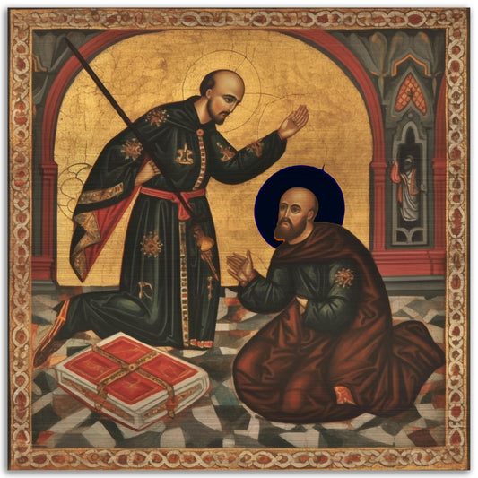St. Ignatius of Loyola, trampling on the heretic Martin Luther Brushed Aluminum Print